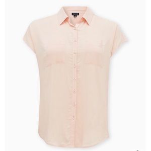 NEW Torrid 3 Light Pink Challis Dolman Blouse - Button Down Short Sleeve